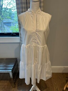 Amanda Uprichard White Ruffle-Neck Blouse